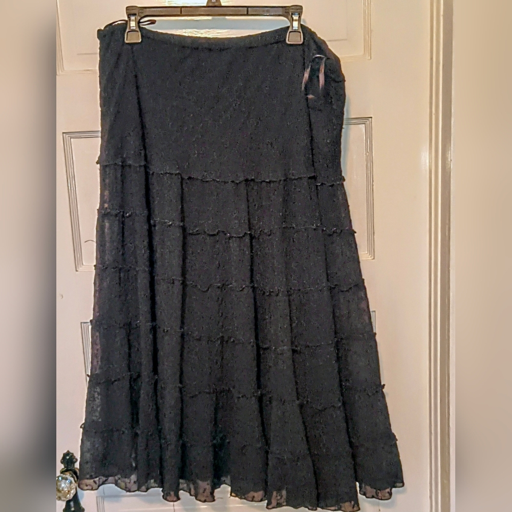 Kaktus Black Tiered Maxi Skirt